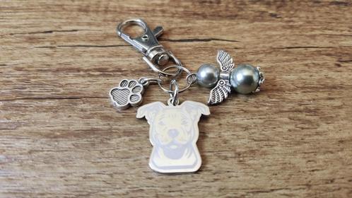 Tashanger / Sleutelhanger Pitbull RVS met beschermengeltje, Dieren en Toebehoren, Honden-accessoires, Nieuw, Verzenden