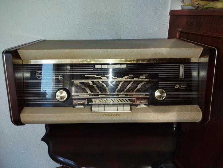 Prachtige Philips B5X84A Bi-Ampli Buizenradio (1958), Audio, Tv en Foto, Radio's, Gebruikt, Ophalen