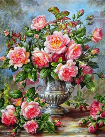 Diamond painting 40x50 full size vaas met bloemen 🟩