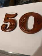 Gesneden houten getal 50 als huisnummer of ander einddoel., Ophalen of Verzenden