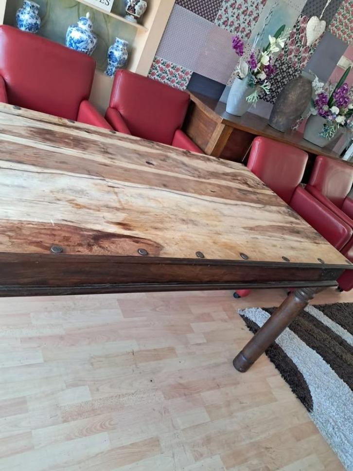 Zgan massief teakhouten eetatfel wegens verhuizing, Huis en Inrichting, Tafels | Sidetables, Zo goed als nieuw, 25 tot 50 cm, 150 tot 200 cm