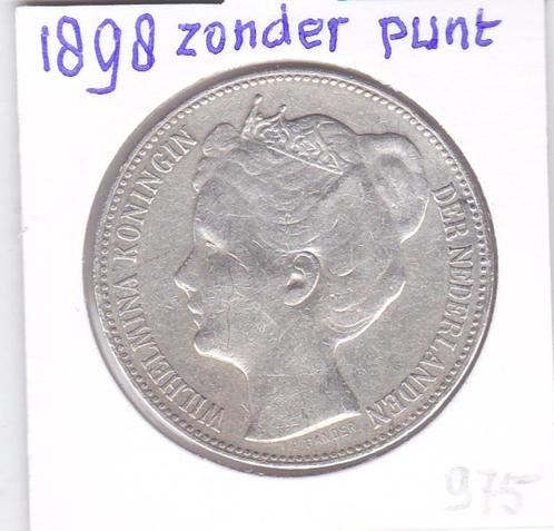 Zeldzame rijksdaalder 1898 zonder punt voor 975 euro., Postzegels en Munten, Munten | Nederland, Losse munt, 2½ gulden, Koningin Wilhelmina