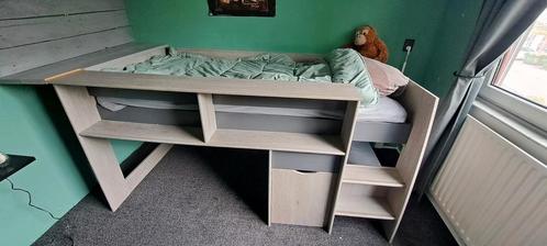 Halfhoogslaper vergrijsd eiken/antraciet - 90x200 cm, Kinderen en Baby's, Kinderkamer | Stapelbedden en Hoogslapers, Gebruikt