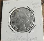 Zilveren Gulden 1908 Wilhelmina - Goede Staat, 1 gulden, Zilver, Ophalen of Verzenden, Koningin Wilhelmina