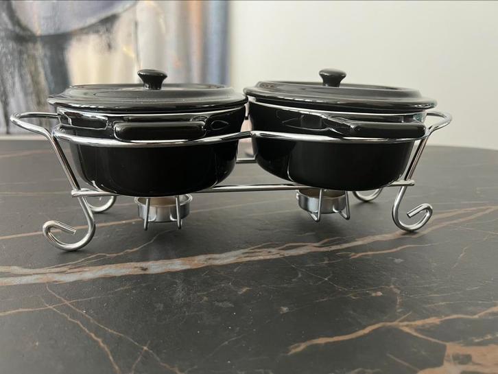 Dubbele Mini Cocotte Set met Warmhoudrek - nieuw, Huis en Inrichting, Keuken | Potten en Pannen, Nieuw, Overige typen, Overige materialen