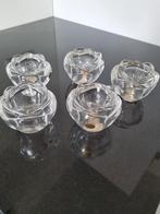 Waxinelichthouders,  vijf stuks, kristal, Adria , hoogte 8cm, Huis en Inrichting, Woonaccessoires | Kandelaars en Kaarsen, Ophalen of Verzenden