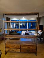 Industriële room divider kast van staal en mangohout, Ophalen, 100 tot 150 cm, Zo goed als nieuw, Metaal