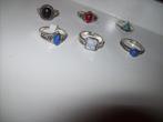Ring set 6 x Zilver met Steentjes M 17 t/m 19, Nieuw, Met edelsteen, Dame, Zilver