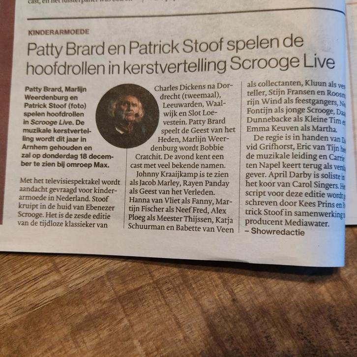 Patty Brard LUV Hoofdrol Kerstvertelling Scrooge Live, Verzamelen, Tijdschriften, Kranten en Knipsels, Tijdschrift, Nederland