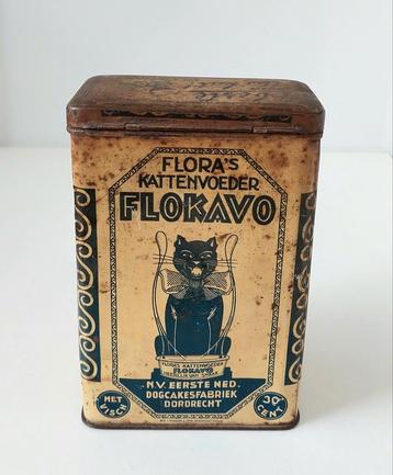 Oud blik Flora Flokavo Kattevoeder Fa. Lammens Dordrecht beschikbaar voor biedingen