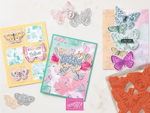 Stampin' Up! bundel Butterfly Brilliance vlinders, Hobby en Vrije tijd, Kaarten | Zelf maken, Zo goed als nieuw, Overige typen