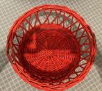 Vintage oranje rieten mand, Gebruikt, Mand, Rond, Ophalen of Verzenden