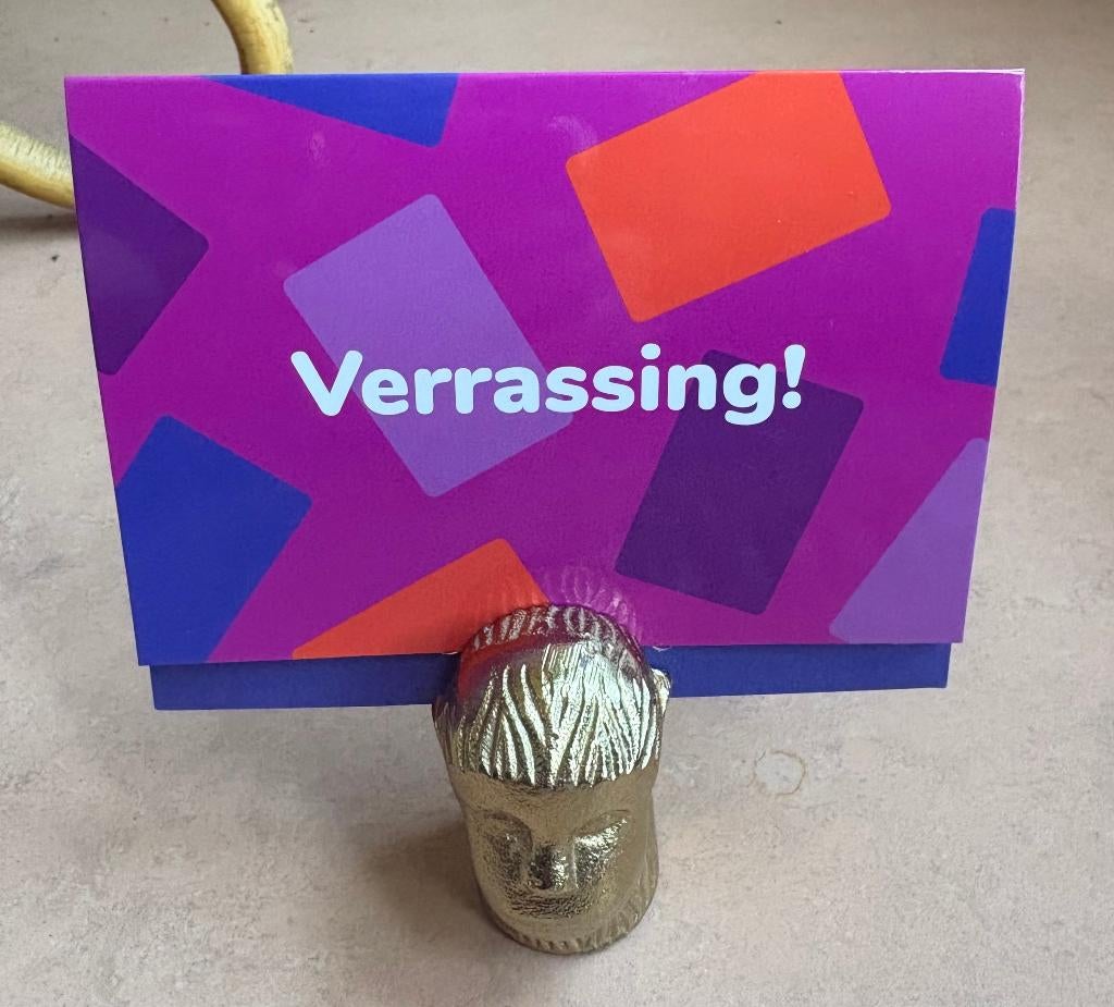 Messing kaarten- / fotohouder in de vorm van een apenkop, Ophalen of Verzenden, Zo goed als nieuw