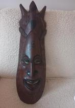 Groot vintage degelijk masker houtsnijwerk 60 cm., Antiek en Kunst, Ophalen of Verzenden
