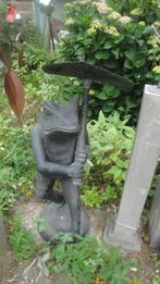 grote kikker brons met blad in der handen, Ophalen, Brons