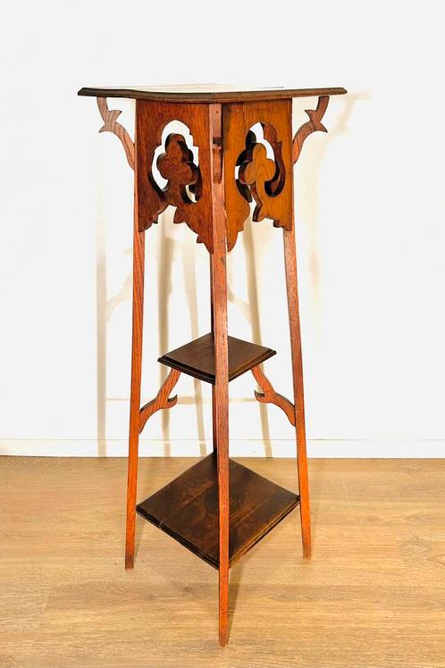 Antieke hoge plantentafel / piëdestal (112 cm), Huis en Inrichting, Woonaccessoires | Zuilen en Pilaren, Gebruikt, Ophalen of Verzenden