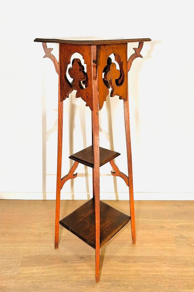 Antieke hoge plantentafel / piëdestal (112 cm), Huis en Inrichting, Woonaccessoires | Zuilen en Pilaren, Gebruikt, Ophalen of Verzenden