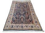 Handmade Persian wool Sarough carpet floral blue 194x305cm, Persian Perzisch vintage oosters hype, Gebruikt, Crème, 200 cm of meer
