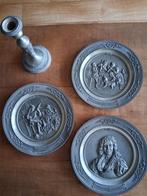 3 Tinnen wandborden+1kandelaar ophalen amsterdam noord, Antiek en Kunst, Antiek | Tin, Ophalen