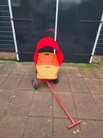 Houten bolderkar met rode huif en luchtbanden, Ophalen of Verzenden, Opvouwbaar, Gebruikt