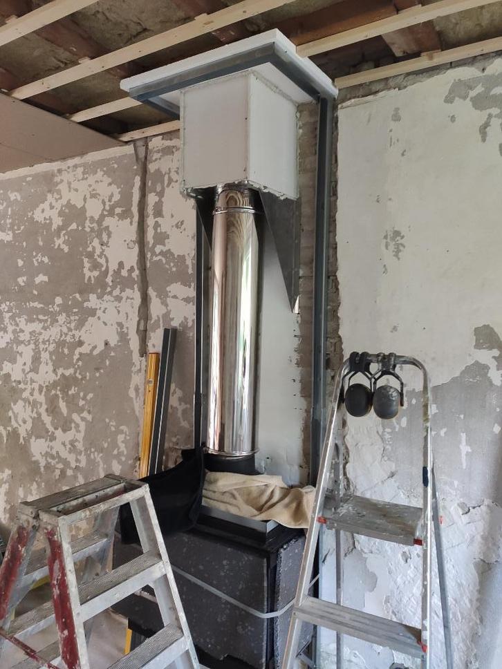 Rookkanaal 1 meter plus onderdelen, Huis en Inrichting, Kachels, Gebruikt, Houtkachel, Hout, Ophalen