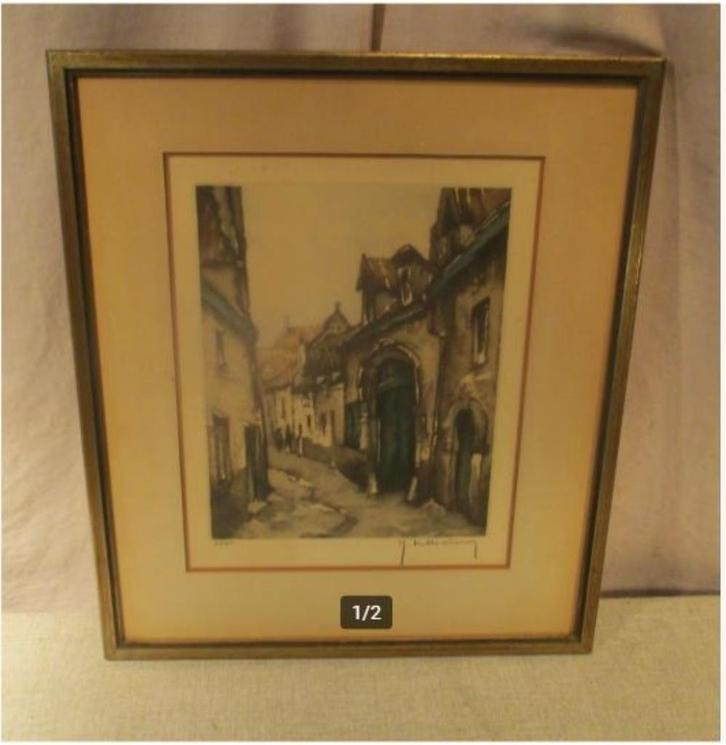 Prachtige Ets 'In het oude Steegje' - Roger Hebbelinck, Antiek en Kunst, Kunst | Etsen en Gravures, Ophalen of Verzenden
