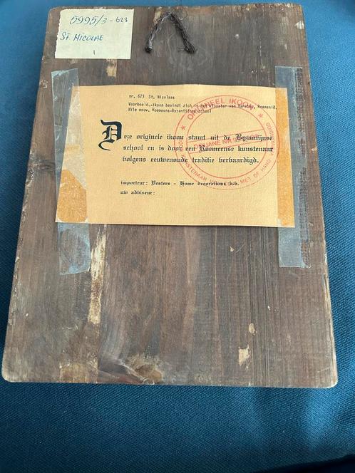 Antiek Houten Icoon Sint Nicolaas Roemeens Byzantijns, Antiek en Kunst, Antiek | Religie, Ophalen of Verzenden
