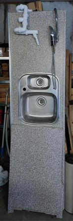 Keukenblad met spoelbak, kraan en sifon - 2 delen, Ophalen