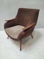 Vintage jaren 60 teak fauteuil, Huis en Inrichting, Fauteuils, Gebruikt, Stof, Ophalen