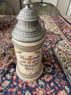 Duitse Bierpul uit 1895, Porselein met Tinnen Klepdeksel., Antiek en Kunst, Ophalen of Verzenden