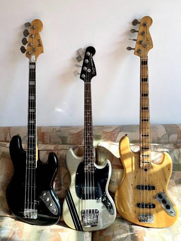 Squier Mustang bass en Ibanez Jazz bass