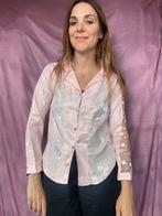 Vintage satijnen blouse - glimmend - lichtroze - 36/S, Kleding | Dames, Blouses en Tunieken, Gedragen, Vintage, Ophalen of Verzenden
