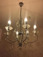 kroonluchter 6-armige kroonluchter led lampen kristal groot, Ophalen of Verzenden, Zo goed als nieuw, Glas
