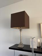 Tafellamp barok vintage zilverkleurige voet vierkant bruin, Gebruikt, 50 tot 75 cm, Ophalen of Verzenden, Metaal