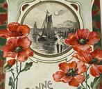 frankrijk 1906 relief klaprozen medallion zeilschip water, Ophalen of Verzenden, Voor 1920, Gelopen, Overige thema's