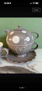 Bastion Collection Theeset Taupe Stippen, Huis en Inrichting, Keuken | Servies, Verzenden, Zo goed als nieuw, Overige stijlen