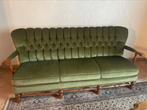 Vintage groene bank met 2 club fauteuils mohair boudoir, Ophalen, Zo goed als nieuw