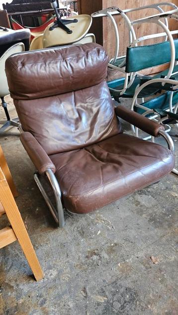 Vintage koen obberman leer stoel  beschikbaar voor biedingen