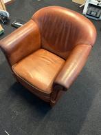 Fauiteuil glad rundleer in cognac kleur, Huis en Inrichting, Ophalen, Gebruikt, 75 tot 100 cm