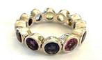 Zilveren regenboog ring met edelstenen, Ophalen of Verzenden, Zilver, Ring, Met edelsteen