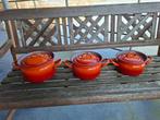 Vintage pannenset emaille oranje, Antiek en Kunst, Ophalen of Verzenden