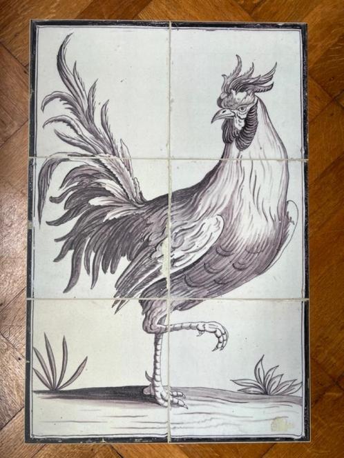 Tegeltableau van een Haan – 6 wandkunstkaarten (21 x 21cm), Huis en Inrichting, Woonaccessoires | Wanddecoraties, Nieuw, Ophalen of Verzenden