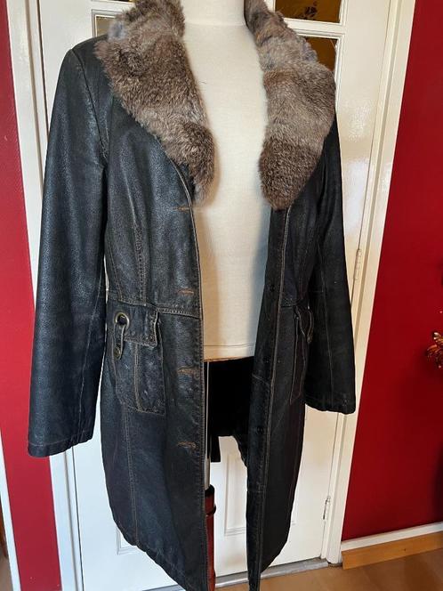 bruine halflange leren jas, Kleding | Dames, Jassen | Winter, Zo goed als nieuw, Maat 38/40 (M), Bruin, Ophalen of Verzenden