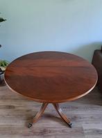Ronde eettafel mahoniehout verlengbaar messing leeuwenpoten, Ophalen, Rond, Zo goed als nieuw, Vijf personen of meer