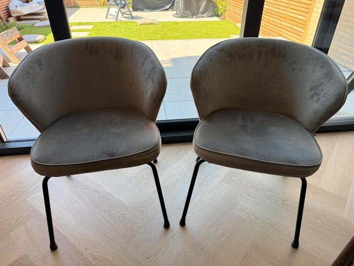 BePureHome eetkamerstoelen - 2 stuks - Admit Velvet Khaki, Huis en Inrichting, Stoelen, Zo goed als nieuw, Twee, Overige kleuren