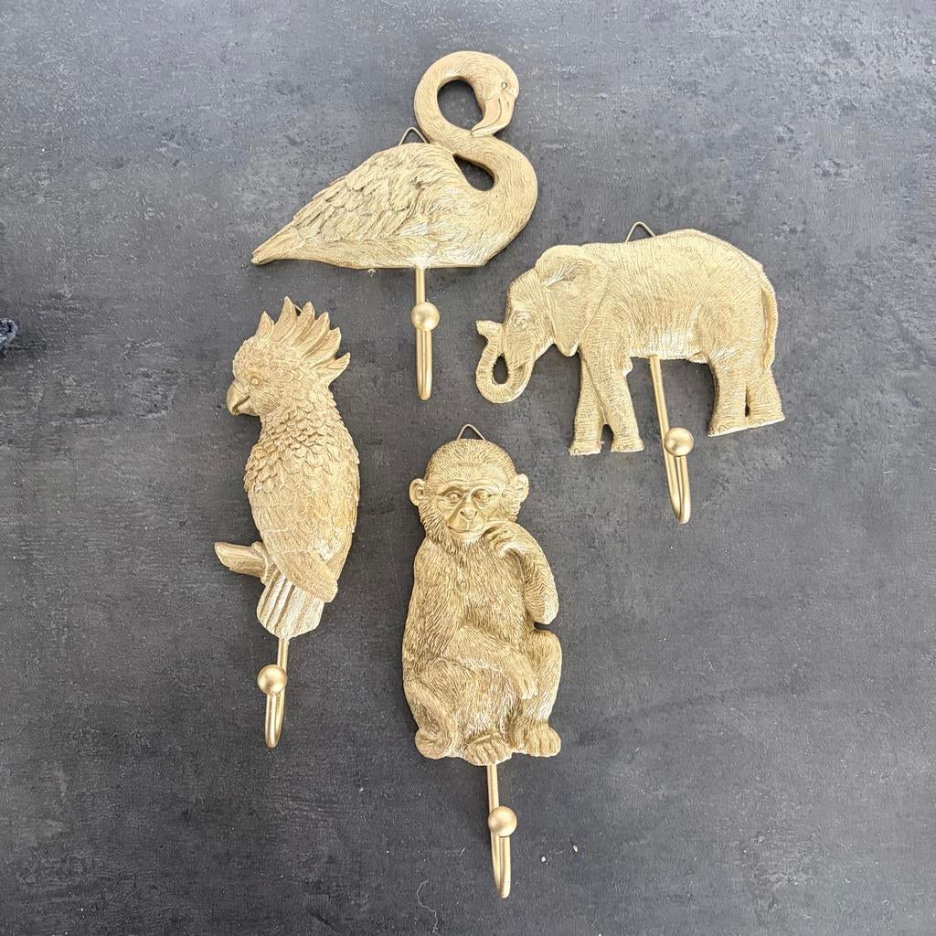 Goudkleurige Kledinghaken - Dieren Design, Huis en Inrichting, Woonaccessoires | Kapstokken, Wandhaken, Nieuw, Ophalen of Verzenden