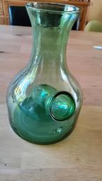 Oude groene glazen Karaf Carafe to Wine Kangoeroe Blown Glas, Ophalen of Verzenden