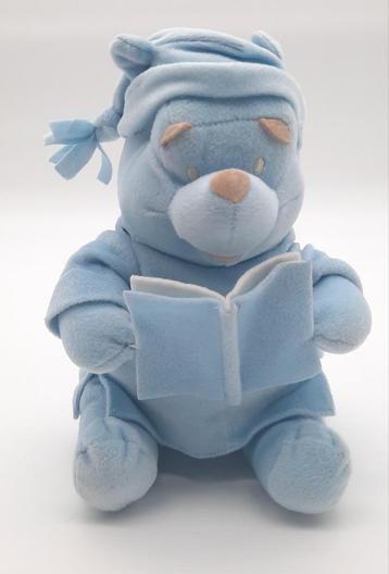 Winnie de Poeh knuffel met boek blauwe pastelkleur 24cm hoog beschikbaar voor biedingen
