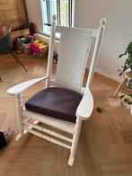 Witte Schommelstoel met Riet en  Kussen, Huis en Inrichting, Stoelen, Ophalen, Gebruikt, Wit, Eén