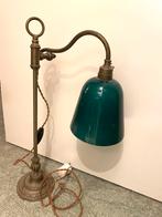 Antieke bureaulamp met groene glazen kap, Antiek en Kunst, Ophalen of Verzenden